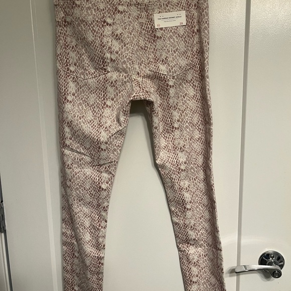 AG Jeans The Farrah Snake Print Skinny Jeans Pink Cream size 28 - Picture 4 of 14